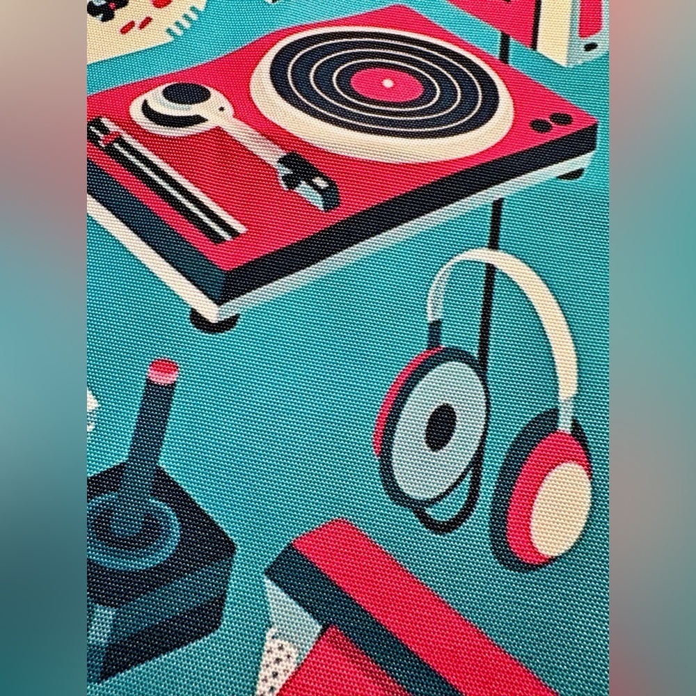 New 80s Style Retro Technology Shopping Bag Tote w/ Cassette Tape Charm - 16” - Picture 8 of 10